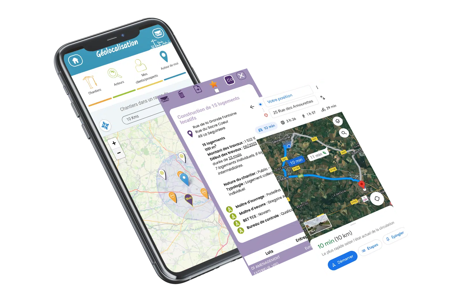 attributions de marches application pour trouver les chantier + localisation
