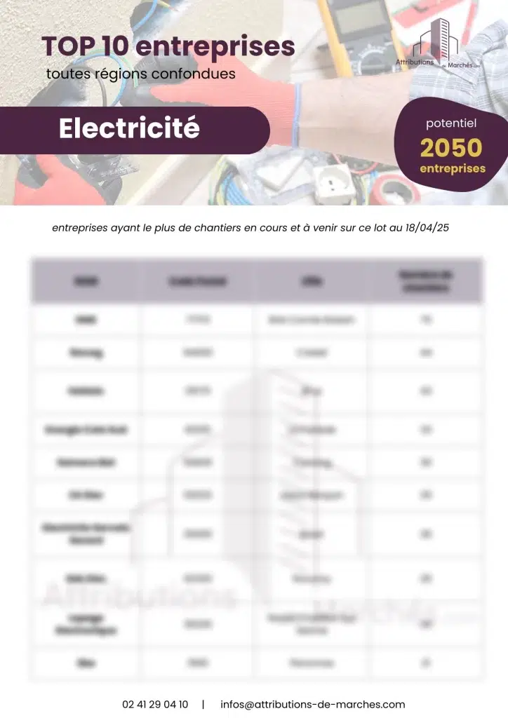 newsletter TOP 10 entreprises electricite avril25